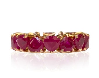 Rubin Herz Eternity Band 6.86 CT, 18K Roségold, Natürlicher Rubin, Eternity Band, Rubin Herzen, Herz Ring, Eternity Ring, Juli Geburtsstein, Rubin