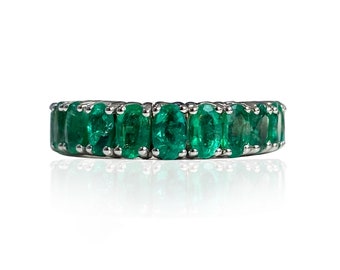 Expandable Emerald Oval Band 5+ Carat Flexible Eternity Ring Ring Stack Flexible Jewelry Emerald Jewelry Emerald Ring Stretchable Rings