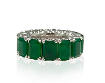 Expandable Emerald EC Eternity Band 13.76 CT Flexible Eternity Ring Stack Flexible Jewelry Emerald Jewelry Emerald Ring Stretchable Ring