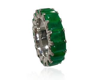 Expandable Emerald EC Eternity Band 13.65 CT Flexible Eternity Ring Stack Flexible Jewelry Emerald Jewelry Emerald Ring Stretchable Ring