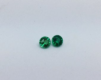 Zambia Emerald Round Pair 4.5mm Nice lustre Great Brilliance Excellent Color