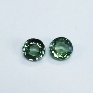 Green Sapphire Round Pair Approx Size 4-5mm
