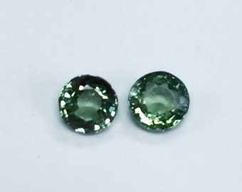 Green Sapphire Round Pair Approx Size 4-5mm