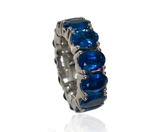 Expandable Sapphire Oval Eternity Band 12.24 CT Flexible Eternity Ring Ring Stack Flexible Sapphire Jewelry Sapphire Ring Stretchable Rings