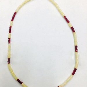 Opal and Ruby Rondelle Bead Single Strand Ready to Wear Necklace 16 Inches