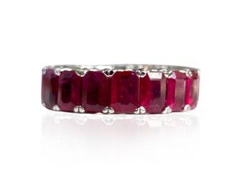 Expandible Ruby EC Band 10.00 quilates Flexible Eternity Ring Ring Stack Joyería flexible Ruby Jewelry Ruby Ring Anillos estirables