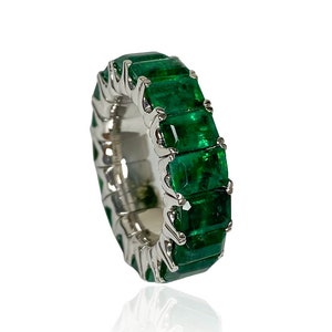 Expandable Emerald EC Band 10.52 Carat Flexible Eternity Ring Ring Stack Flexible Jewelry Emerald Jewelry Emerald Ring Stretchable Rings