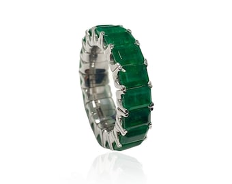 Expandable Emerald EC Eternity Band 10.5 CT Flexible Eternity Ring Stack Flexible Jewelry Emerald Jewelry Emerald Ring Stretchable Ring