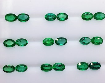 Zambia Emerald  Pair 6x4mm Nice Lustre Great Brilliance Excellent Color