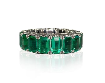 Expandable Emerald EC Eternity Band 8.53 CT Flexible Eternity Ring Ring Stack Flexible Jewelry Emerald Jewelry Emerald Ring Stretchable Ring