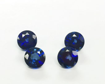 Blue Cultured Sapphire Round Pair 8mm