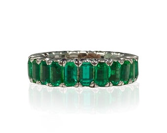 Expandible Esmeralda EC Eternity Band 7.11 CT Flexible Eternity Ring Stack Joyería Flexible Joyería Esmeralda Anillo Esmeralda Anillo Estirable