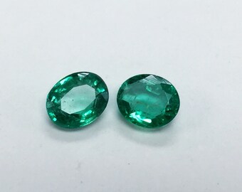 Zambia Emerald Oval Pair 5x6mm Nice Lustre Great Brilliance Color