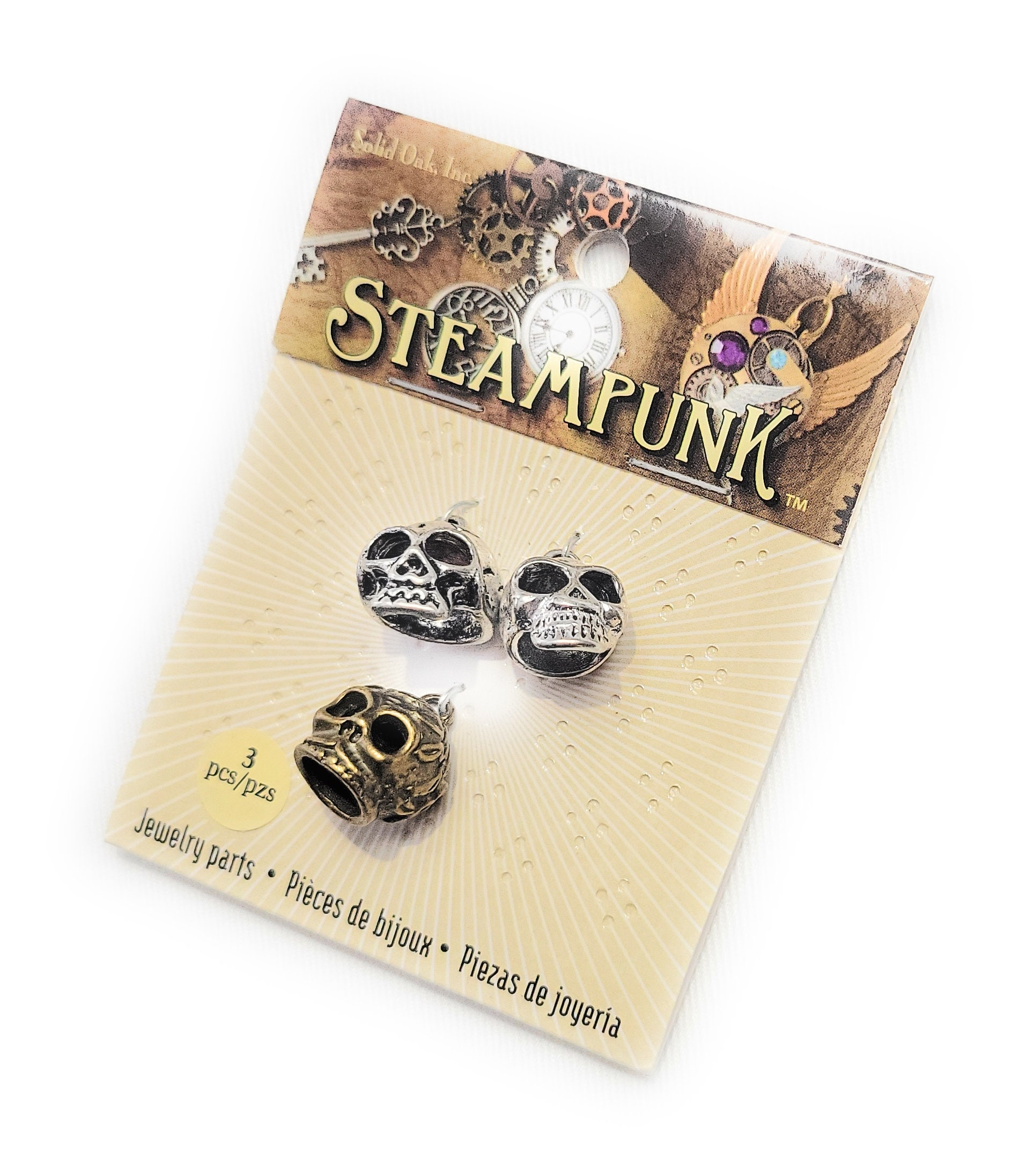 Steampunk Metal Accents 8-pkg-small Skulls