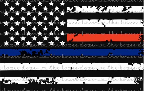 Download Distressed Flag w/ Thin Red and Thin Blue Line SVG | Etsy