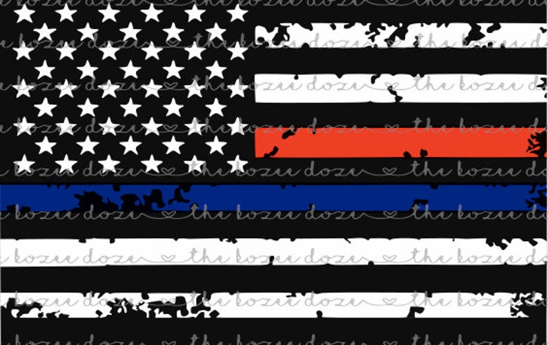Download Distressed Flag w/ Thin Red and Thin Blue Line SVG | Etsy