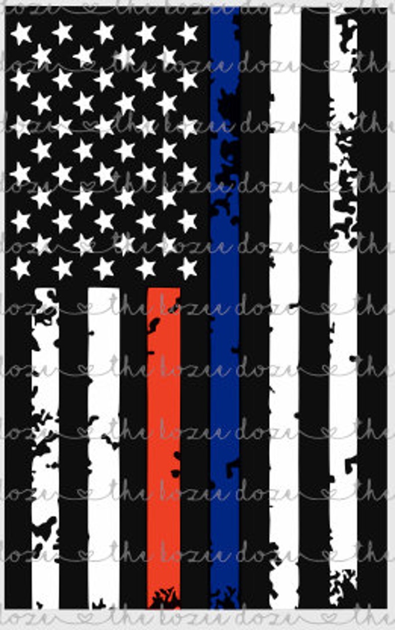 Download Distressed Flag w/ Thin Red and Thin Blue Line SVG | Etsy