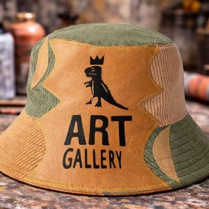 Chapéu Bucket de Veludo Cotelê Patchwork Artesanal Personalizado – Galeria de Arte Urbana - Chapéu de Pescador Cáqui Estiloso