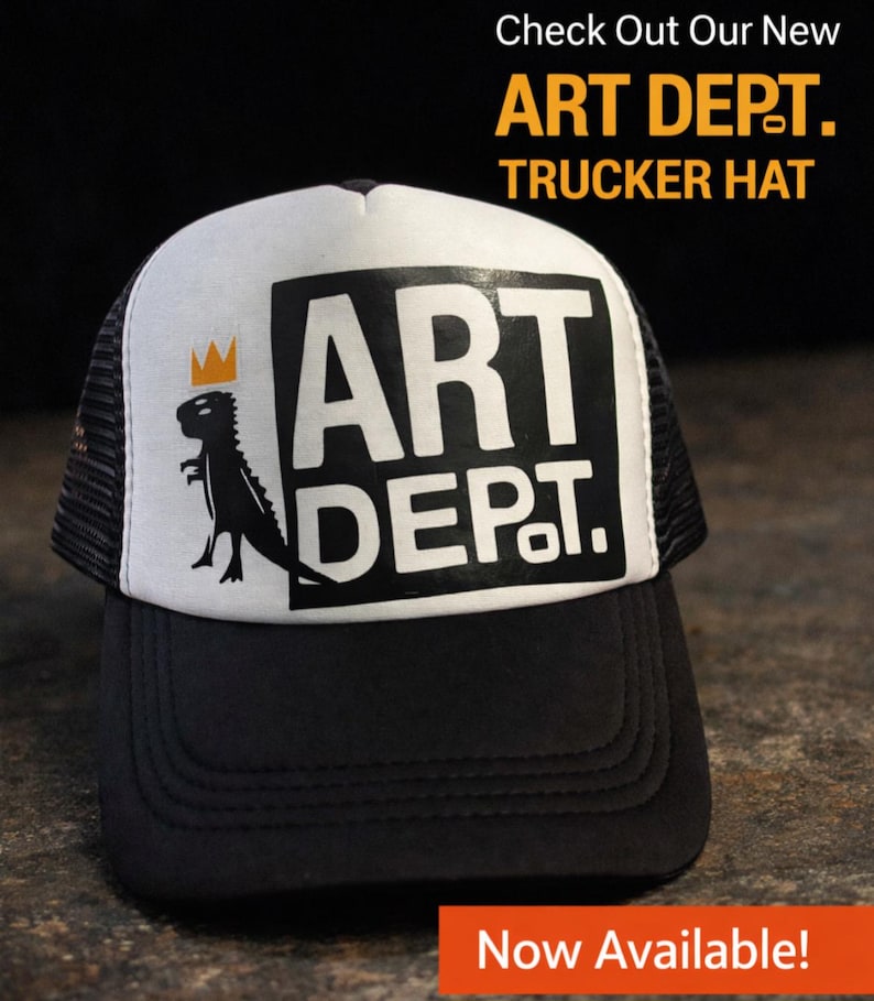 Graphic Print Viny Logo Mesh Trucker Baseball Cap | Basquiat Inspired Pop Art Dino Snapback Hat image 1