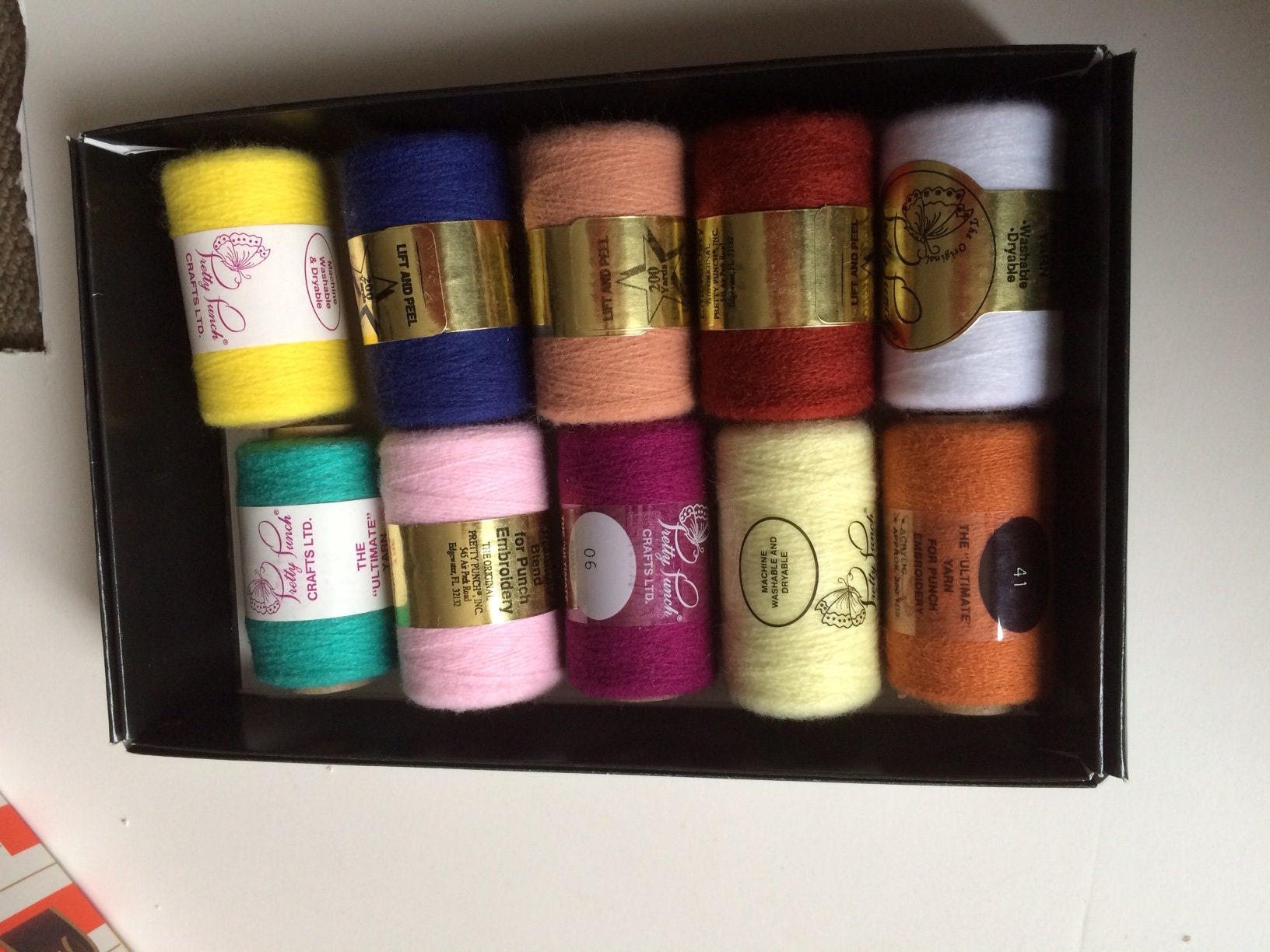 Punch embroidery yarn pretty punch 10 colors as shown Punch embroidery yarn pretty punch 10 colors as shown