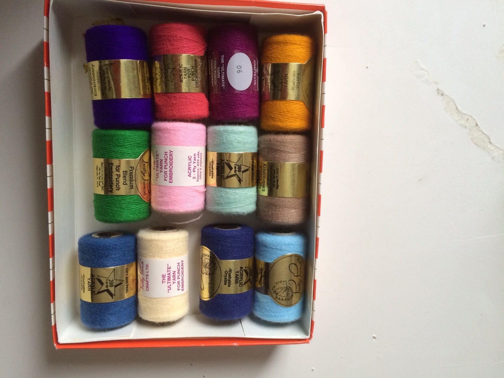 Pretty punch yarn punch embroidery yarn 12 different spools Pretty punch yarn punch embroidery yarn 12 different spools