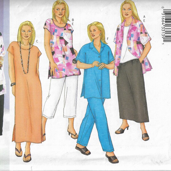BUTTERICK sewing PATTERNS 3039 Vintage Pattern Womens Shirt, Top, Dress, Skirt and Pants in Variations Size 16W-18W-20W