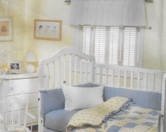 Nursey Sewing Decore Pattern, Simplicity Nursery Sewing Pattern,Duvet Cover,Bumpers, Dust Ruffle,Pillowcase,Sheet, Valance, Seat Cushion