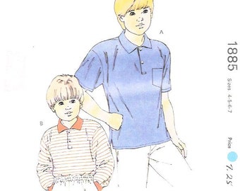 Vintage Kwik Sew 1885 Boys knit shirt sewing pattern