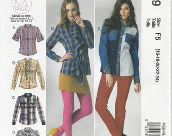Blouse Pattern, McCalls Ladies Blouse with the ability to adjust the bust size of your top