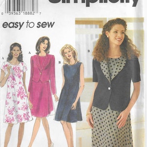 Ladies Dress and Jacket Sewing Pattern, Simplicity 7117 Easy to Sew Size 8,10,12
