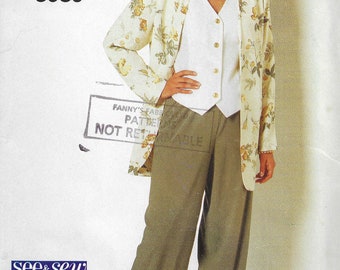 Ladies Top, Pants and Jacket Sewing Pattern, Butterick See & Sew Now #3989 wardrobe builder Sizes 12-14-16