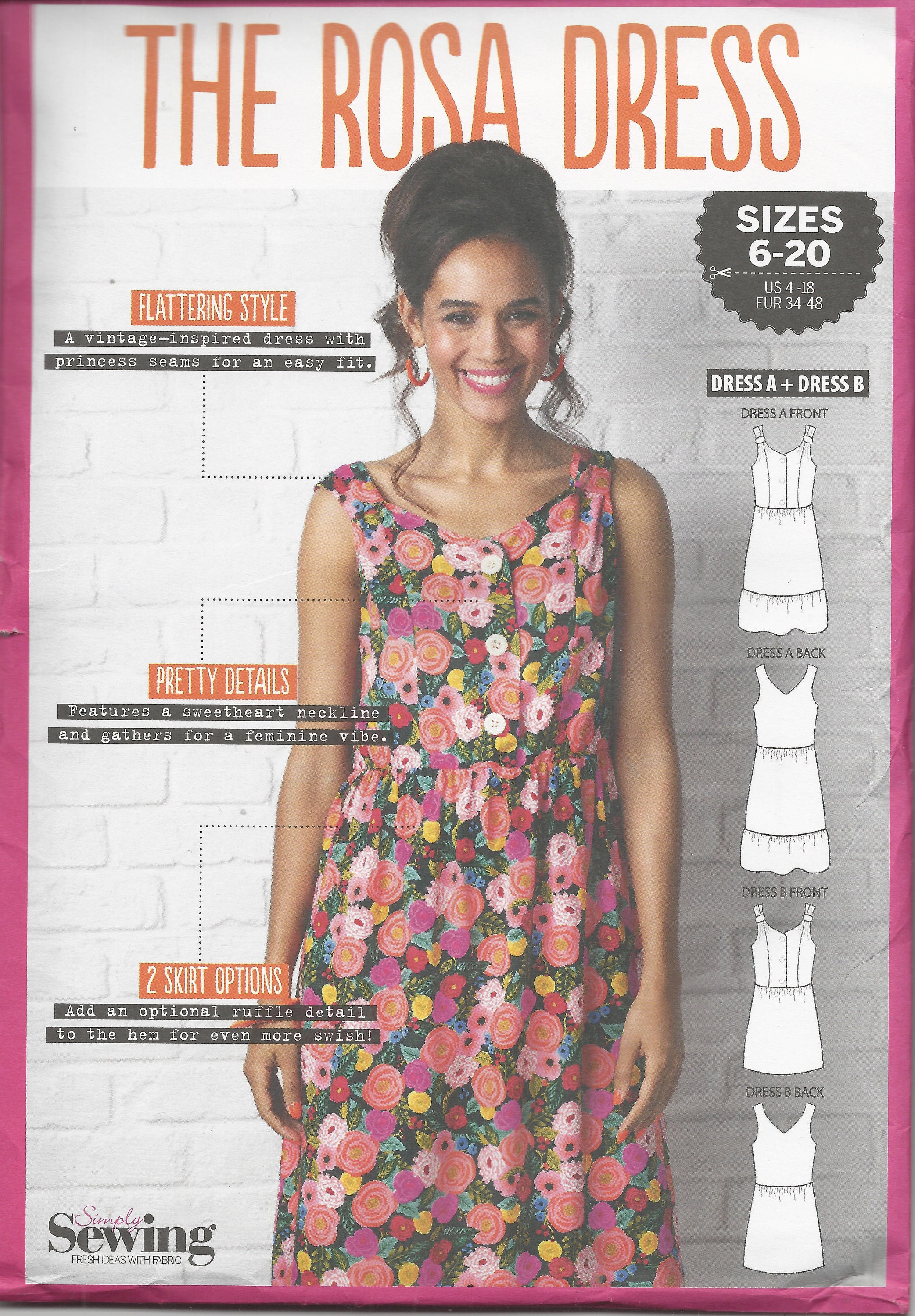 The Rosa Dress Simply Sewing Pattern Ladies Dress