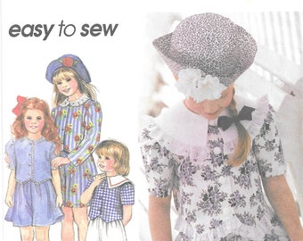 Simplicity 8906  Easy to Sew Girls Blouse, Shorts and Brimed Hat