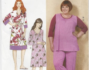 Butterick 6532  Ladies Robe, sash, top, dress and pants Sewing Pattern