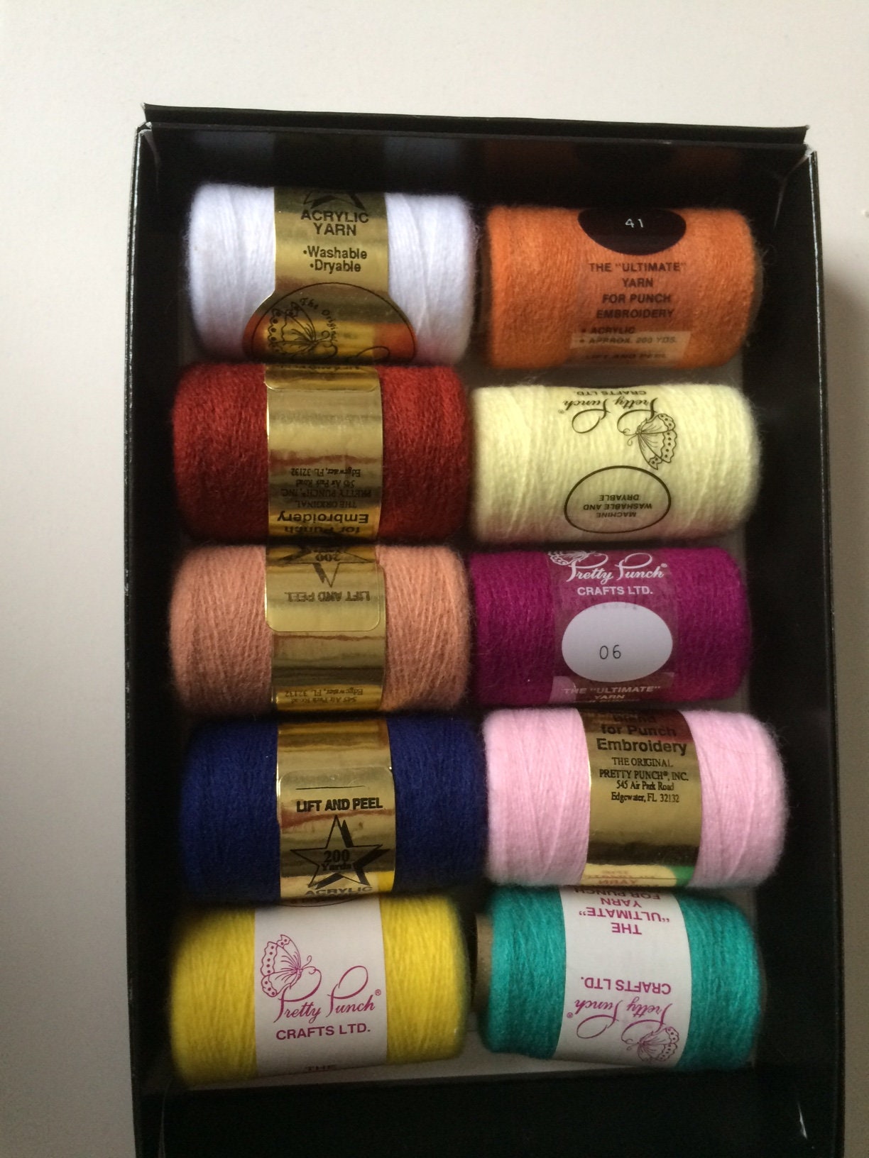 Punch embroidery yarn pretty punch 10 colors as shown Punch embroidery yarn pretty punch 10 colors as shown