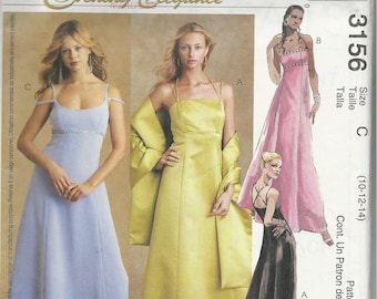 Long Dress. Formal Wear. Vintage McCalls 3156 Ladies Evening Dress Sewing Pattern
