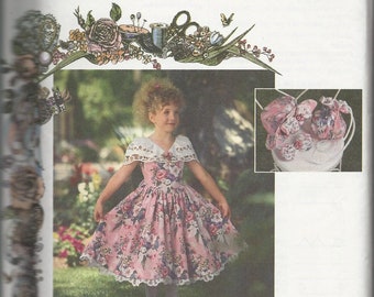 Girls Dress, Simplicity 9450 Girls' Daisy Kingdom Designed Dress, Bow, Hat and Purse Pattern