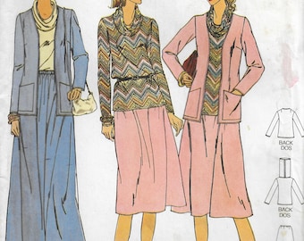 Wardrobe Builder Sewing Pattern, Butterick 6245 for knits only, Jacket, Top, Long Skirt, Short Skirt pattern Sizing 20.5 to 24.5 only.
