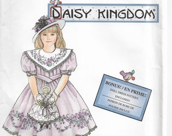 Child's Fancy Dress Sewing Pattern Simplicity 9966/8867 Vintage Dress iwth Bonus Doll Dress Pattern in Daisy Kindom Designed Sewing Pattern