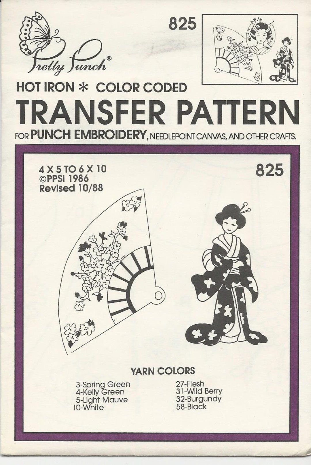 Iron Transfer Patterns Art Transfer Image, Hot Iron Transfer Pattern of a Asian Lady and Fan ...