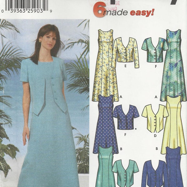 Jurk met jasje, eenvoud 5957 Eenvoudig te naaien damesjurk met vest/jastopper