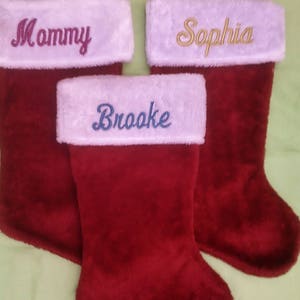 1 Day Processing ,Old Fashion Monogrammed Plush Red & White Christmas Stockings, Personalized Embroidered Christmas Stockings Embroidered image 5