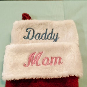 1 Day Processing ,Old Fashion Monogrammed Plush Red & White Christmas Stockings, Personalized Embroidered Christmas Stockings Embroidered image 8