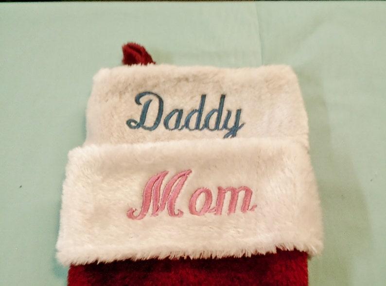 1 Day Processing ,Old Fashion Monogrammed Plush Red & White Christmas Stockings, Personalized Embroidered Christmas Stockings Embroidered image 8