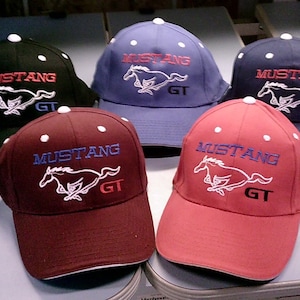 Ford Mustang GT Embroidered Logo adjustable base ball hat 5 color choices custom Embroidered in the USA one size fits most