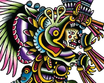 Itzpapalotl Print: Obsidian Butterfly Giclee Art (9x12)