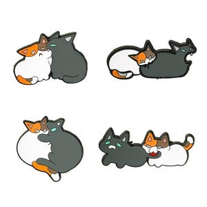 Kitty Cats Playing Pins (Set of 4) - Cute Cartoon Kittens Play Biting Colorful Art Backpack Hand Bags Pet Lapel Pin Jewelry - FREE SHIPPING