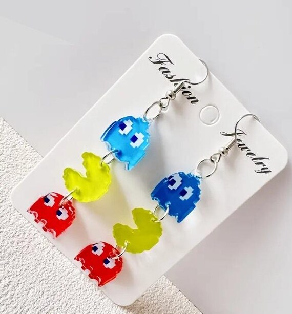 Retro 8-Bit Pac-Man Earrings Pair (Set of 2) High… - image 5
