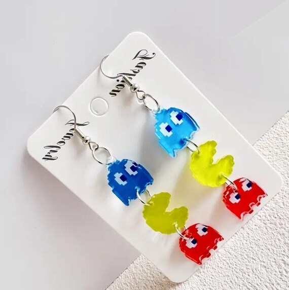 Retro 8-Bit Pac-Man Earrings Pair (Set of 2) High… - image 6