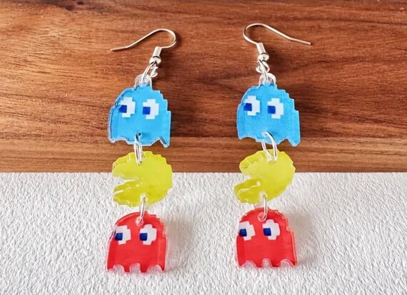 Retro 8-Bit Pac-Man Earrings Pair (Set of 2) High… - image 4